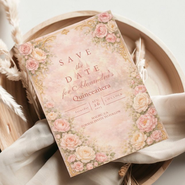 Reserve A Data Soft Blush Rose Garden Quinceañera (Criador carregado)