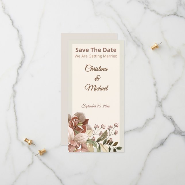 Reserve A Data Soft Dusty Rose Floral Wedding Save The Date (Frente/Verso In Situ)
