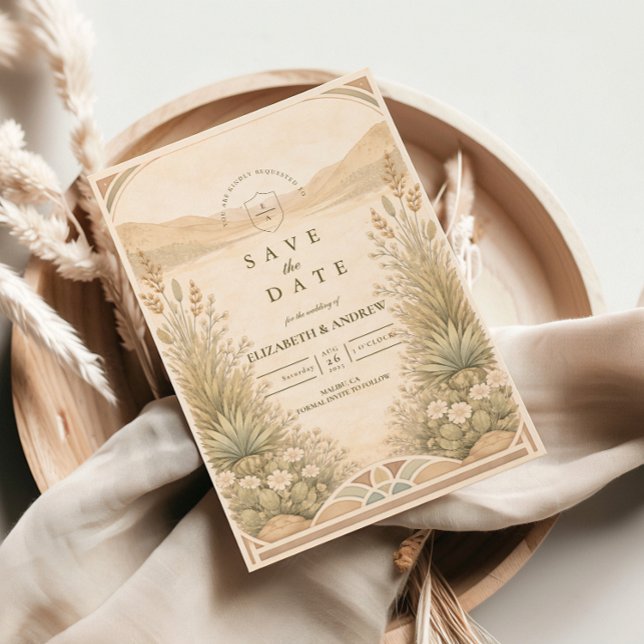 Reserve A Data Soft Neutral Desert Florals Wedding (Criador carregado)