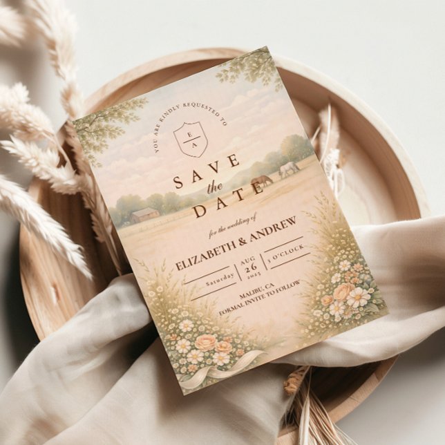 Reserve A Data Soft Pastel Countryside Meadow Wedding (Criador carregado)