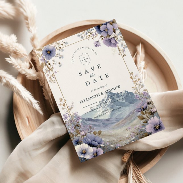 Reserve A Data Soft Wildflower Mountain Wedding (Criador carregado)