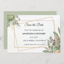 Sombras de Sage Wedding Save The Date Card