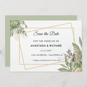 Reserve A Data Sombras de Sage Wedding Save The Date Card