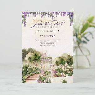 Reserve A Data Sonho em aquarela jardim verde elegante casamento