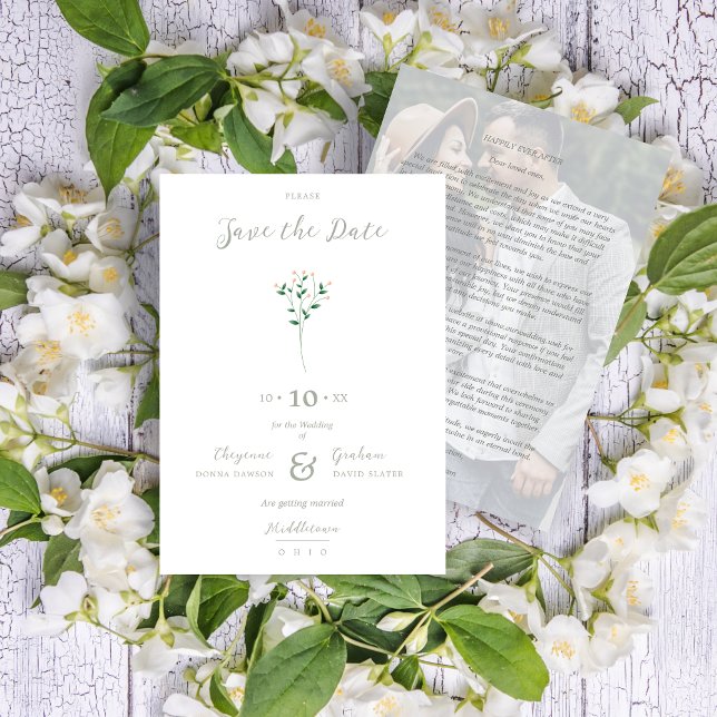 Reserve A Data Sophisticated Coral Elegant Branches Photo (Sophisticated Coral Elegant Branches Photo Save the Date Card with Envelope.)