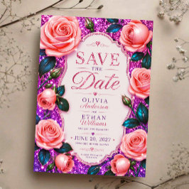 Reserve A Data Sparkling Pink Glitter Rose