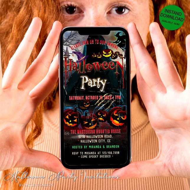 Reserve A Data Spooky Pumpkins Hunted House Convidar (Criador carregado)