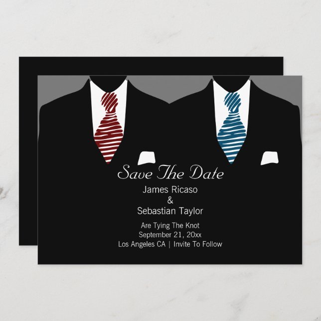 Reserve A Data Sr. e Sr. Suit e Tie Gay Salvem a Data Casamento (Frente/Verso)