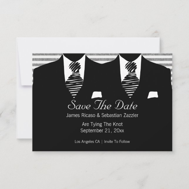 Reserve A Data Sr. e Sr. Suit e Tie Gay Salvem a Data Casamento (Frente)