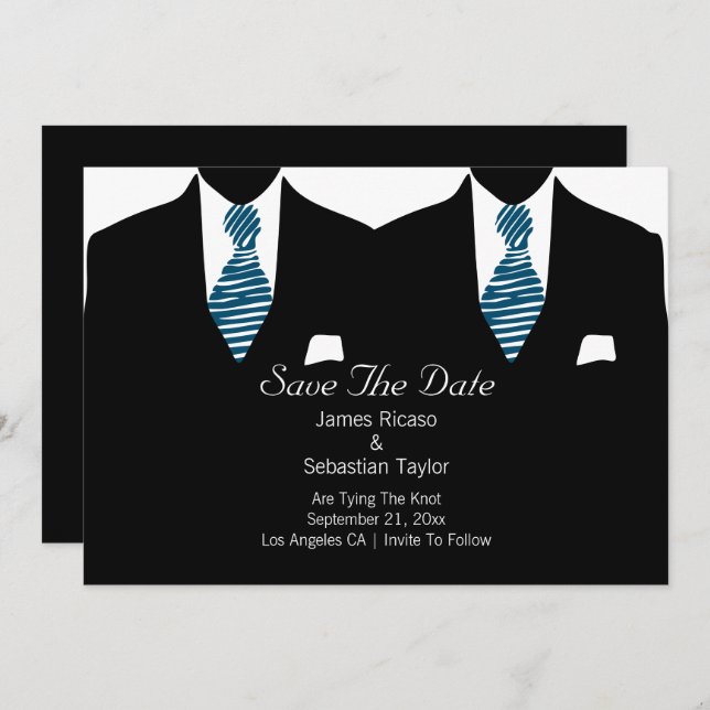 Reserve A Data Sr. e Sr. Suit e Tie Gay Salvem a Data Casamento (Frente/Verso)