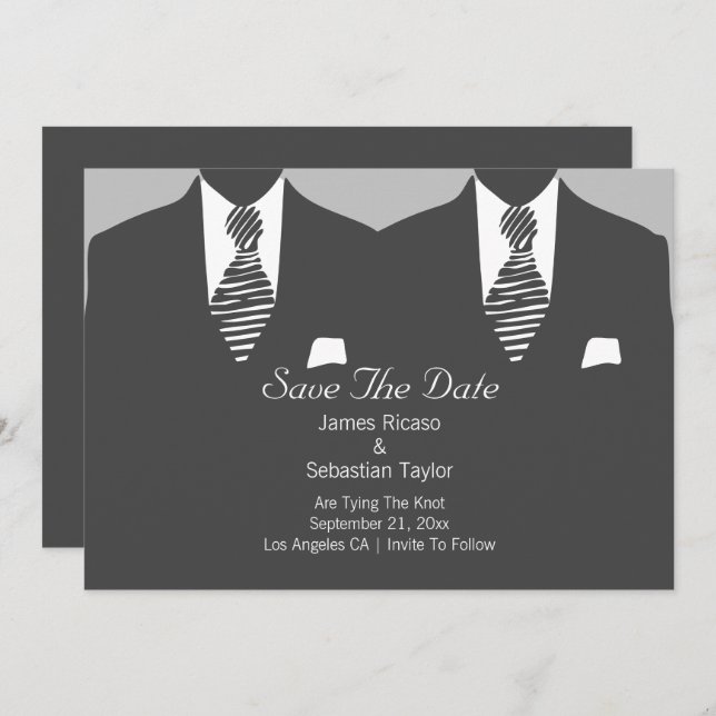 Reserve A Data Sr. e Sr. Suit e Tie Gay Salvem a Data Casamento (Frente/Verso)