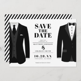 Reserve A Data Sr. & Sr. Tux Preto Moderno de Casamento - Salve a