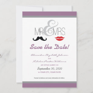 Reserve A Data Sr. & Sra. Bigode e Lábios Save-the-Date!