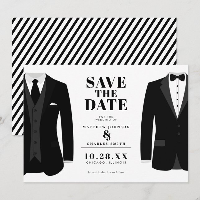 Reserve A Data Sr. & Sra. Casamento Preto Moderno - Salve a Data (Frente/Verso)
