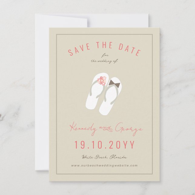 Reserve A Data Sr & Sra Flip Flops Margaridas Foto de Casamento n (Frente)