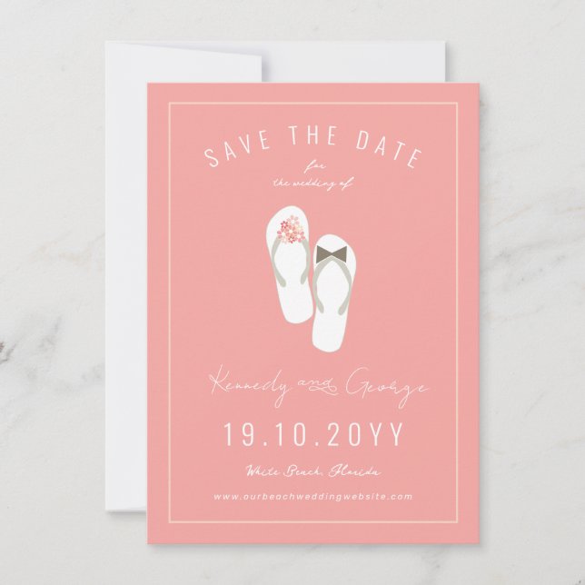 Reserve A Data Sr & Sra Flip Flops Margaridas Foto de Casamento n (Frente)