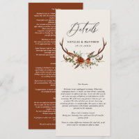 Stag terracotta rust floral detalhes do casamento