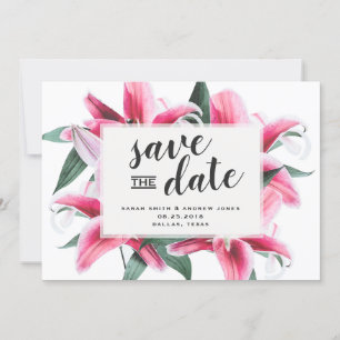 Reserve A Data Stargazer Lily Floral rosa Salve a placa de data