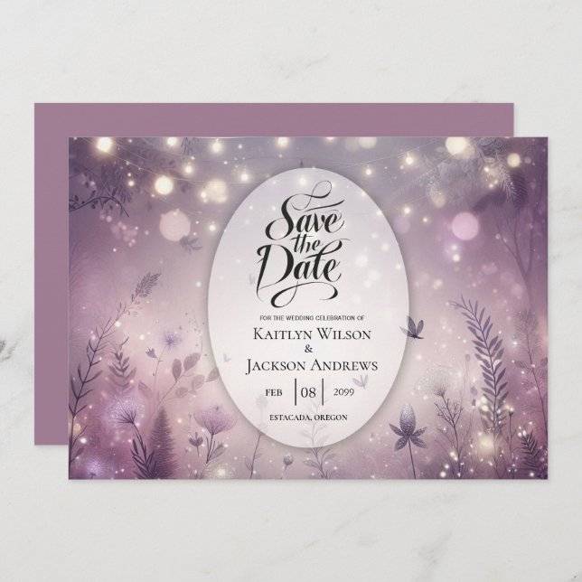 Reserve A Data Starlit Enchantment em Bloom Wedding (Frente/Verso)