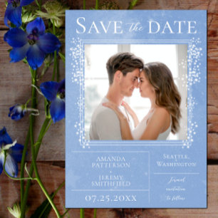 Reserve A Data Starry Photo   Blue Save the Date (Salvar a data)