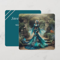 Steampunk Vintage Victorian Lady Teal Mermaid