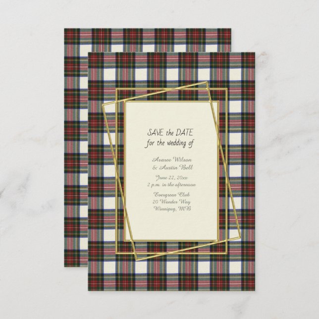 Reserve A Data Stewart Vestir O Tartan Moderno Com Dourado Quadro (Frente/Verso)
