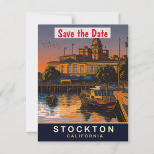 Reserve A Data Stockton, Califórnia, Viagem Postcard,