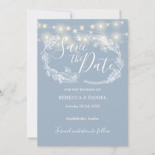 Reserve A Data String Lights Floral Dusty Blue Weding