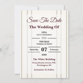 Reserve A Data Striped Preppy Modern Wedding Save The Date