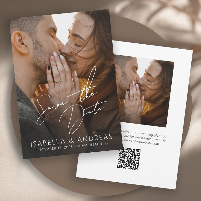 Reserve A Data Stylish Modern Full Photo Wedding Save the Date (Available in both printed and instant download digital formats.)