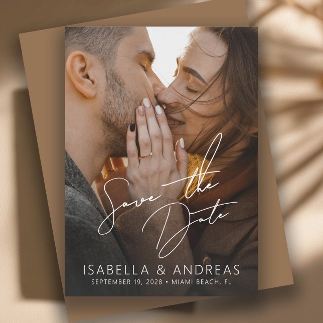 Reserve A Data Stylish Modern Photo Wedding Save the Date (Criador carregado)