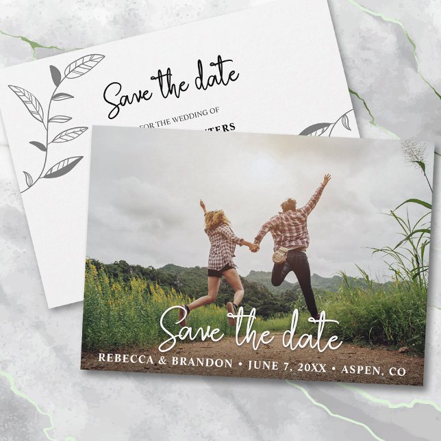 Reserve A Data Stylish Rustic Double Sided Save The Date Photo (Criador carregado)