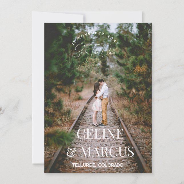 Reserve A Data Stylish Simple Full Photo Double-sided (Frente)