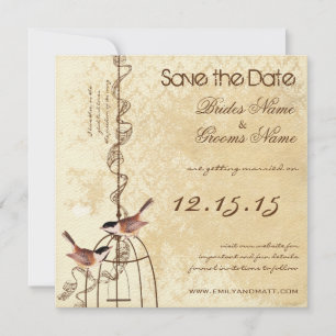 Reserve A Data Sua Foto Damask Bird Cage Casamento Salve a Data