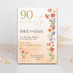 Reserve A Data Suave Wildflower 90º Aniversário para Ela - Elegan