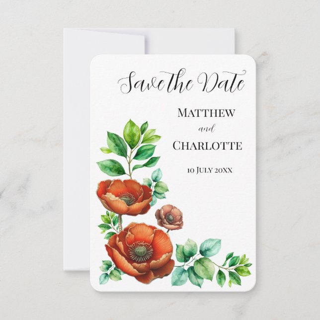 Reserve A Data Sublime Cápsulas Vermelhas de Aquarela no Estilo d (Frente)