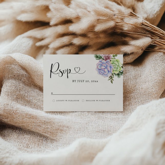 Reserve A Data Succulent RSVP Card (Criador carregado)