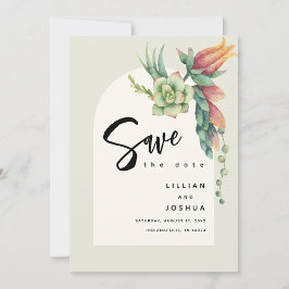 Reserve A Data Suculenta Botânica Floral Moderna Casamento Bege