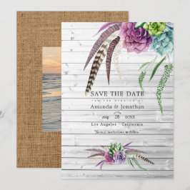 Reserve A Data Suculentas Místicas em Aquarela Casamento Boêmio