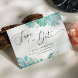 Reserve A Data Suculentos florais. Casamento do cacto de inverno<br><div class="desc">Suculentes florais de horta aquosa Salve a data com um script elegante para o casamento no inverno.</div>