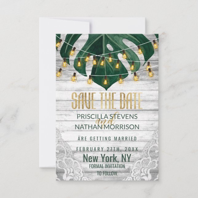 Reserve A Data Suiço De Folha De Queijo Luzes Douradas (Frente)