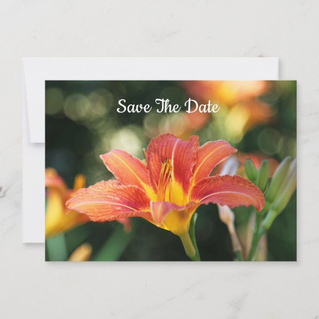Reserve A Data Summer Daylily Flat Save The Date Card (Frente)