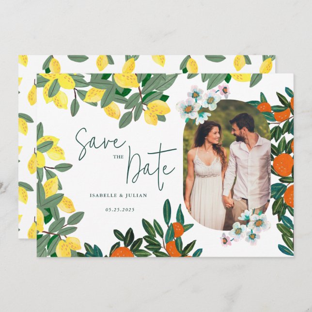 Reserve A Data Summer Lemon Italy Wedding (Frente/Verso)
