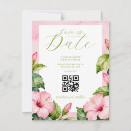 Reserve A Data Summer Pink Green Floral Watercolor Wedding 