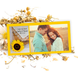 Reserve A Data Sunflower and Lace Country Casamento Salvar Data