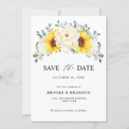 Reserve A Data Sunflower Ivory Peony Floral Eucalyptus Wedding
