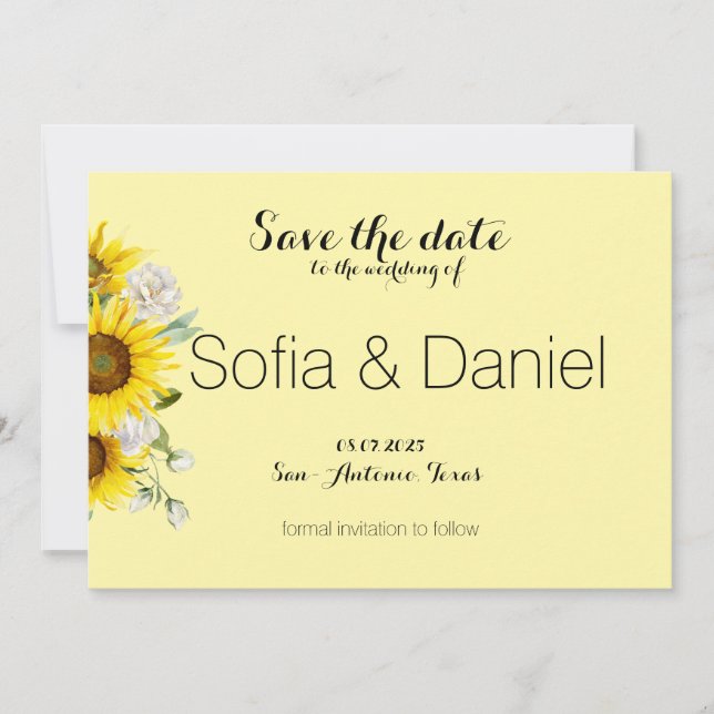 Reserve A Data Sunflower rose wedding photo Save The Date Card (Frente)