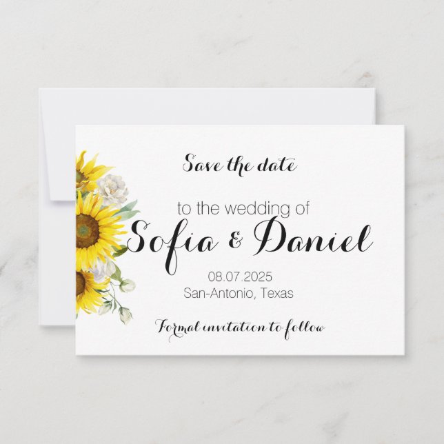Reserve A Data Sunflower rose wedding photo Save The Date Card (Frente)