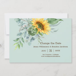 Reserve A Data Sunflower Rustic de Casamento Muda a Data Verde
