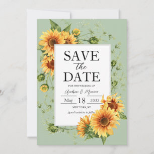 Reserve A Data Sunflower Sage Green Weding Save The Date